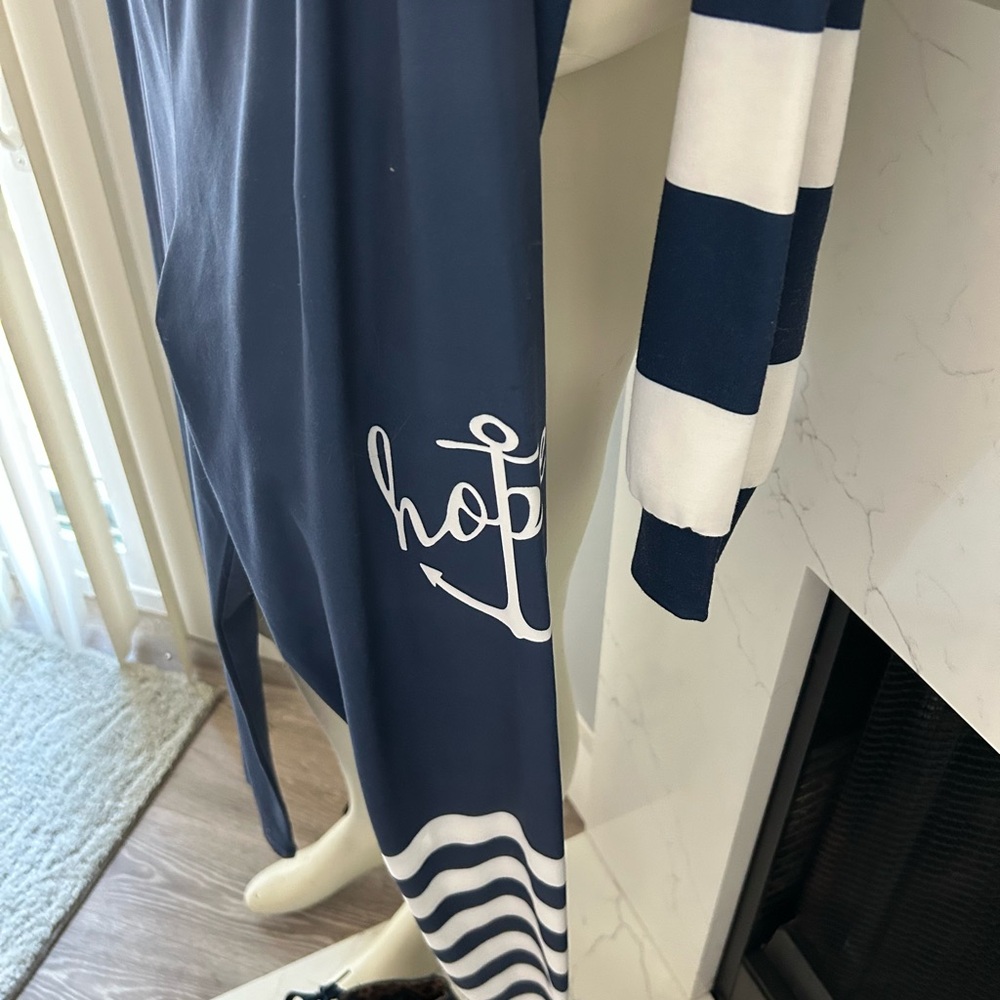 Navy and White Striped Anchor Leggings